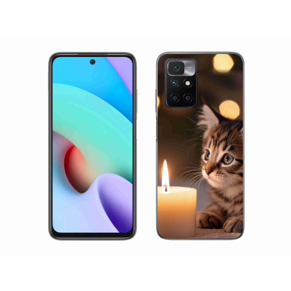 Gelový kryt mmCase na Xiaomi Redmi 10/Redmi 10 (2022) - kotě a svíčka