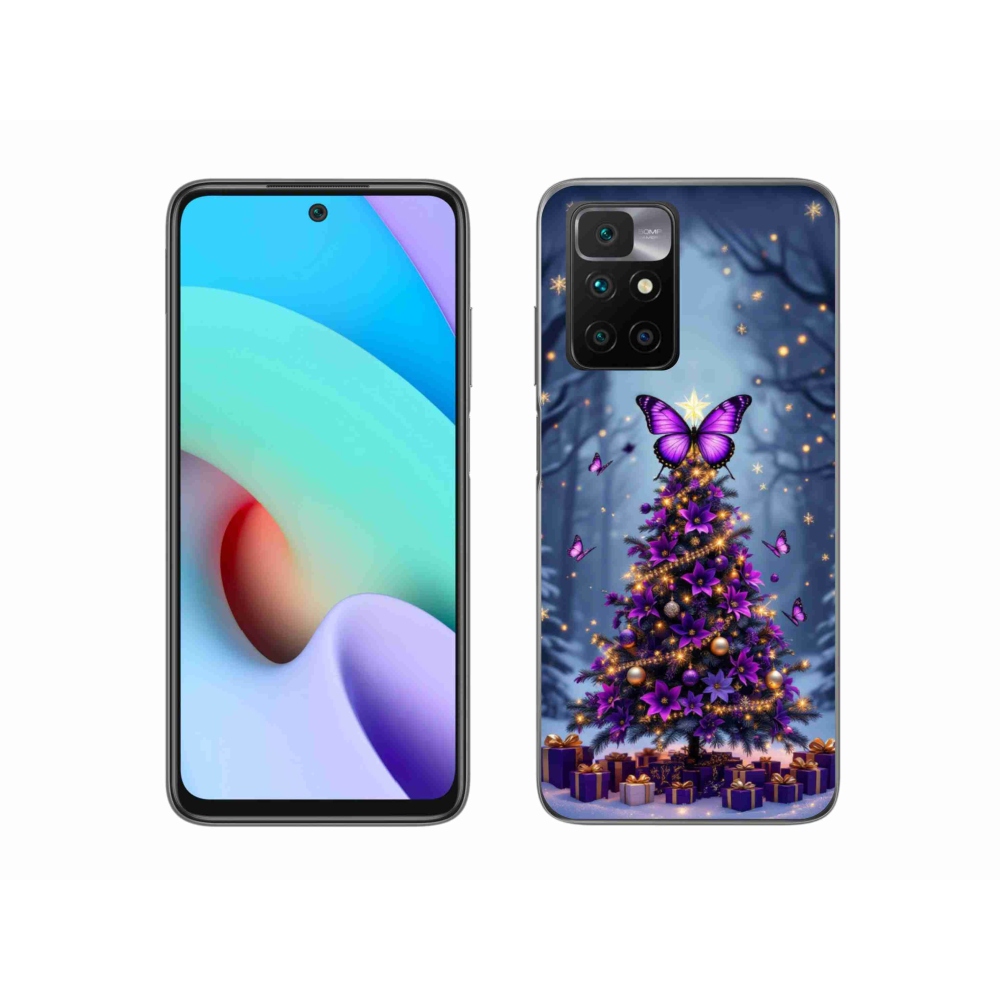 Gelový kryt mmCase na Xiaomi Redmi 10/Redmi 10 (2022) - motýlí vánoční stromek