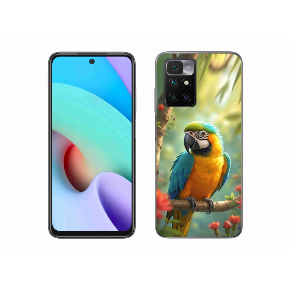 Gelový kryt mmCase na Xiaomi Redmi 10/Redmi 10 (2022) - papoušek ara modrožlutá