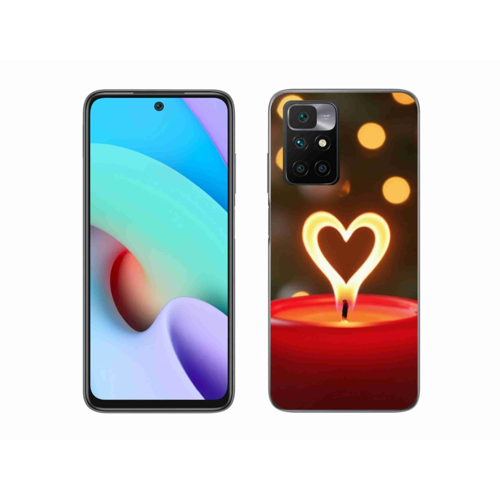 Gelový kryt mmCase na Xiaomi Redmi 10/Redmi 10 (2022) - srdce z plamene