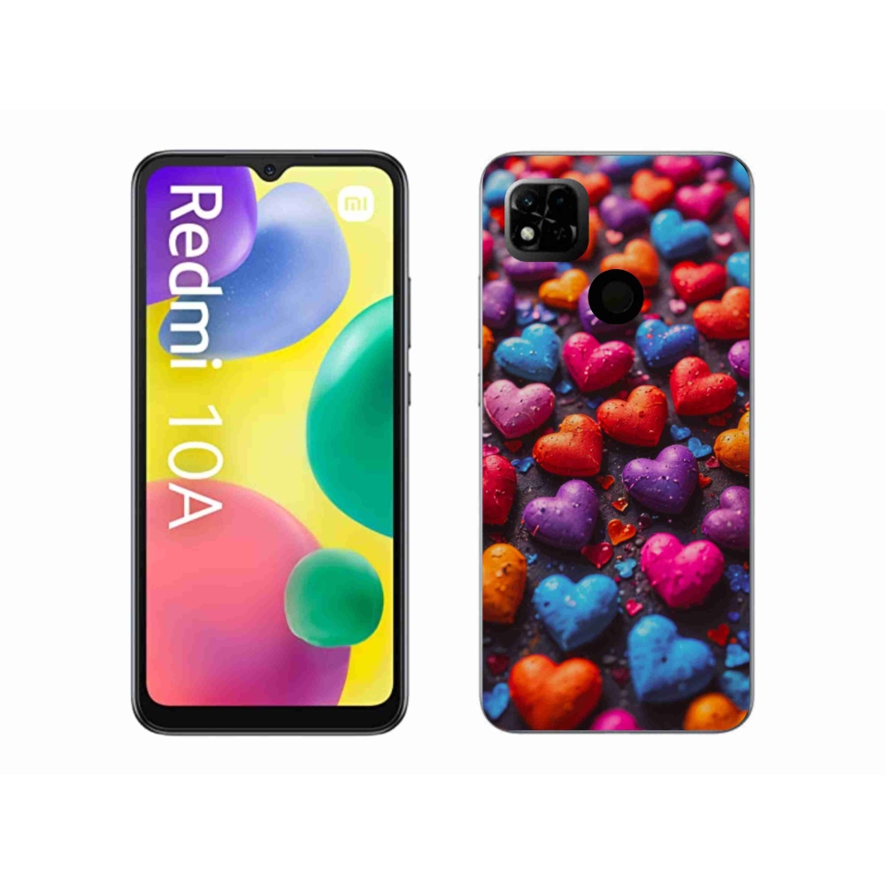 Gelový kryt mmCase na Xiaomi Redmi 10A - barevná srdce