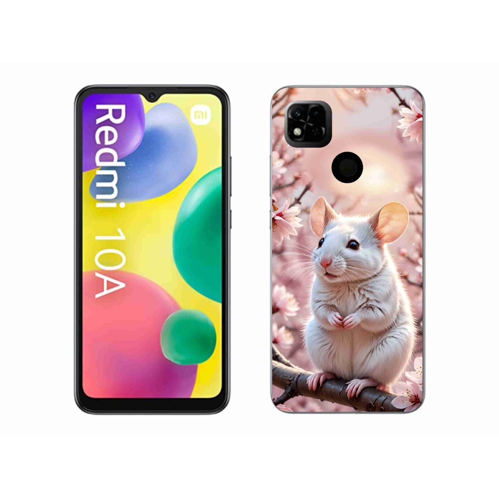 Gelový kryt mmCase na Xiaomi Redmi 10A - bílá myš na větvi