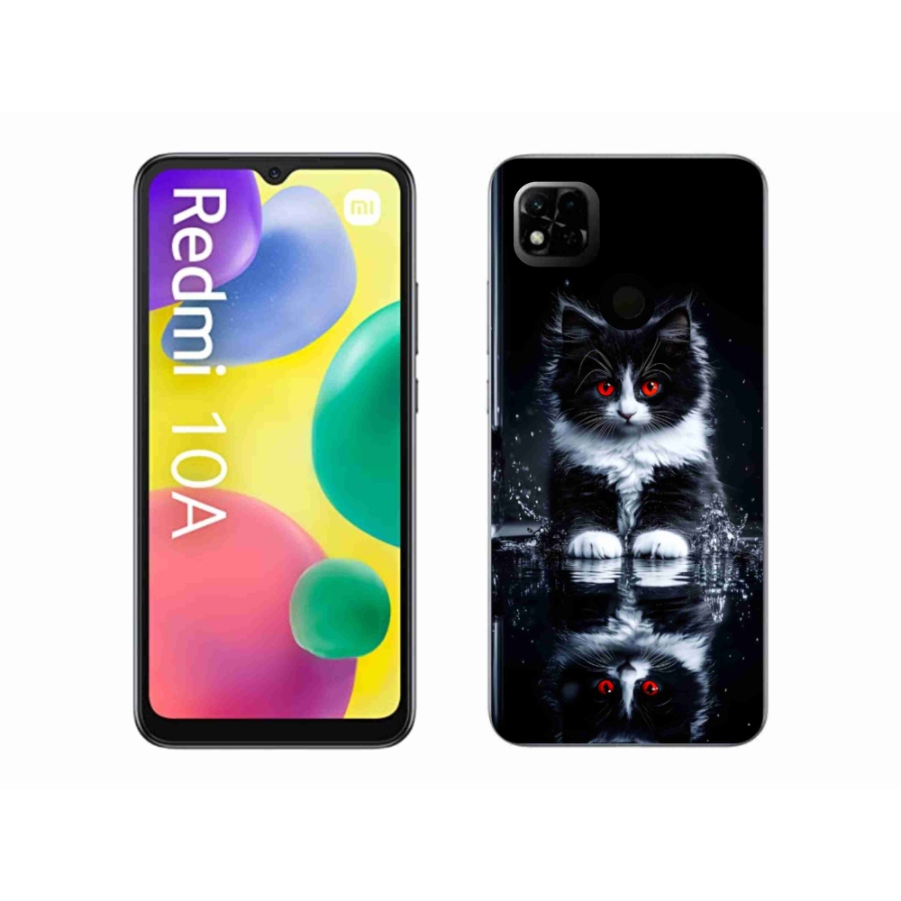 Gelový kryt mmCase na Xiaomi Redmi 10A - černobílé kotě