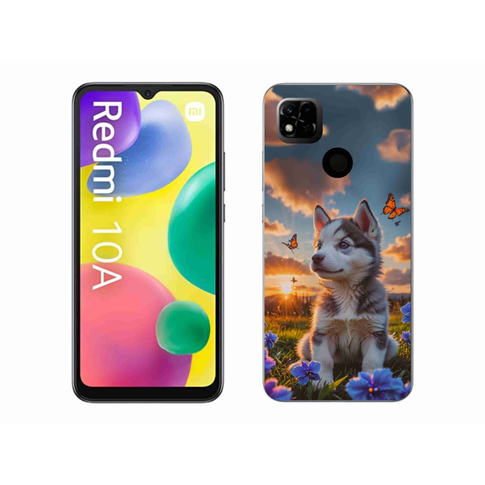 Gelový kryt mmCase na Xiaomi Redmi 10A - husky při západu slunce
