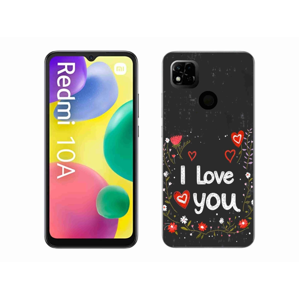 Gelový kryt mmCase na Xiaomi Redmi 10A - I love you černé pozadí