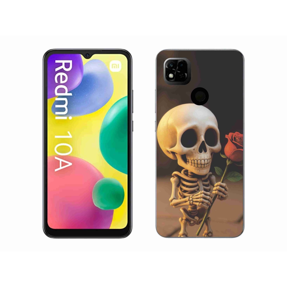 Gelový kryt mmCase na Xiaomi Redmi 10A - kostlivec s růží