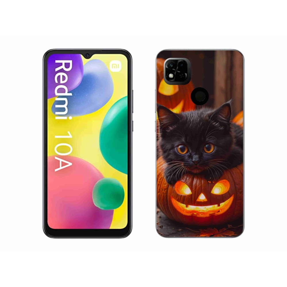 Gelový kryt mmCase na Xiaomi Redmi 10A - kotě a dýně