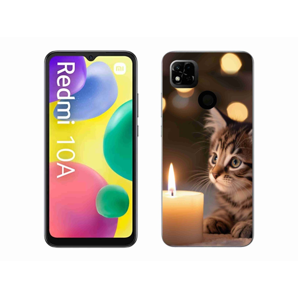 Gelový kryt mmCase na Xiaomi Redmi 10A - kotě a svíčka