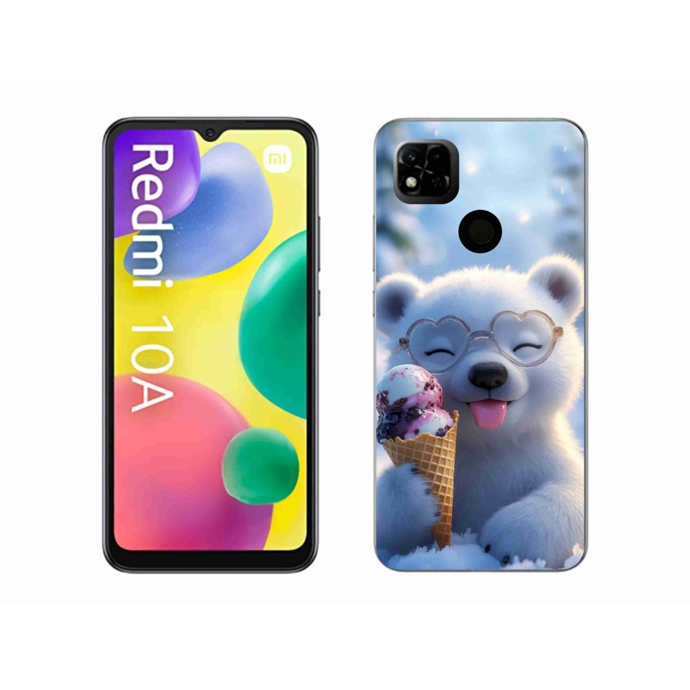 Gelový kryt mmCase na Xiaomi Redmi 10A - medvídek se zmrzlinou