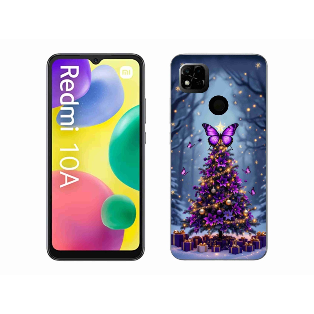 Gelový kryt mmCase na Xiaomi Redmi 10A - motýlí vánoční stromek