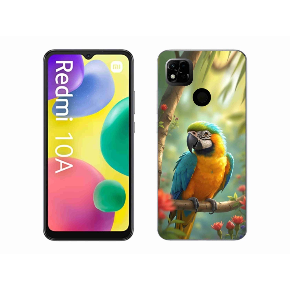 Gelový kryt mmCase na Xiaomi Redmi 10A - papoušek ara modrožlutá