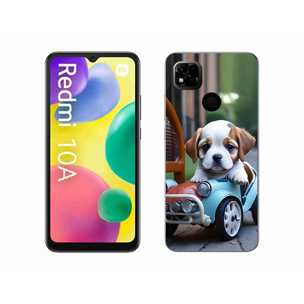 Gelový kryt mmCase na Xiaomi Redmi 10A - štěně v retro autě