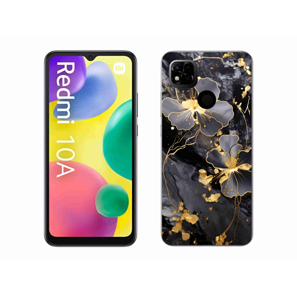Gelový kryt mmCase na Xiaomi Redmi 10A - zlaté květy