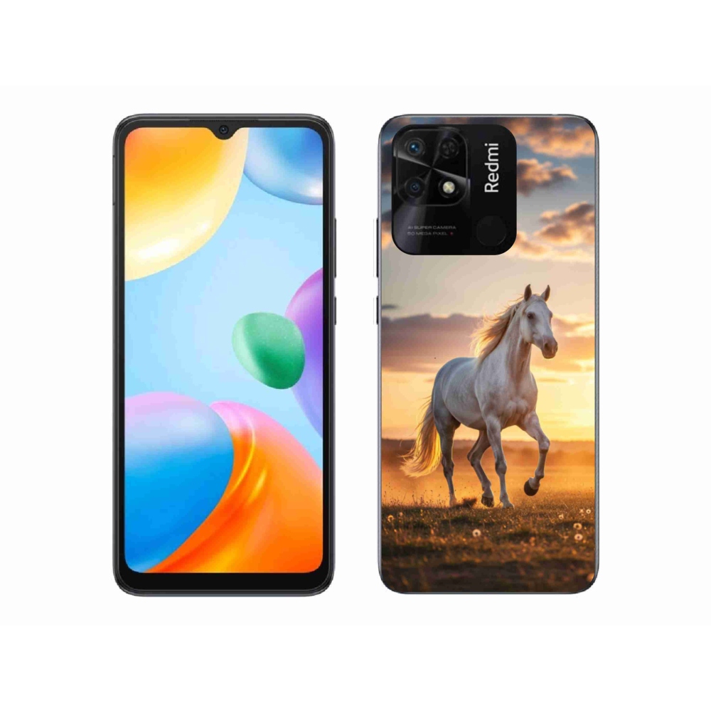 Gelový kryt mmCase na Xiaomi Redmi 10C - běžící bílý kůň 2