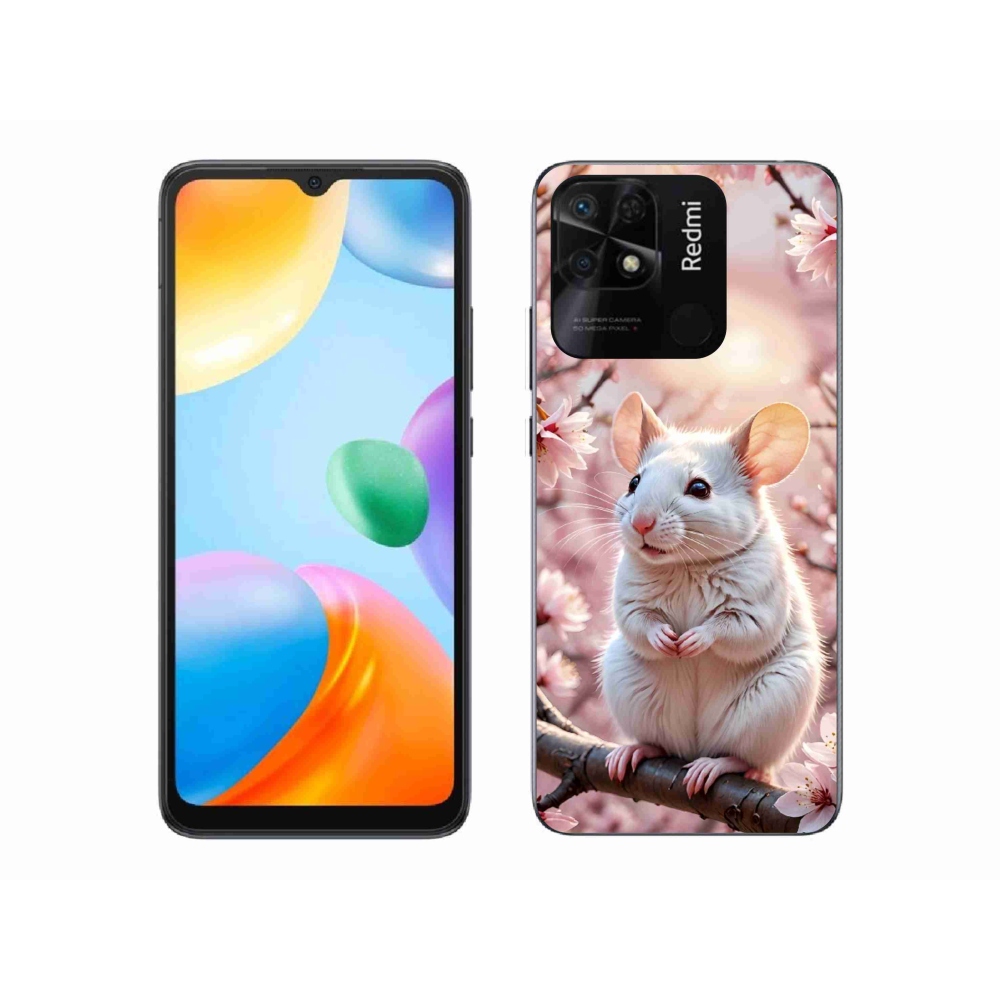 Gelový kryt mmCase na Xiaomi Redmi 10C - bílá myš na větvi