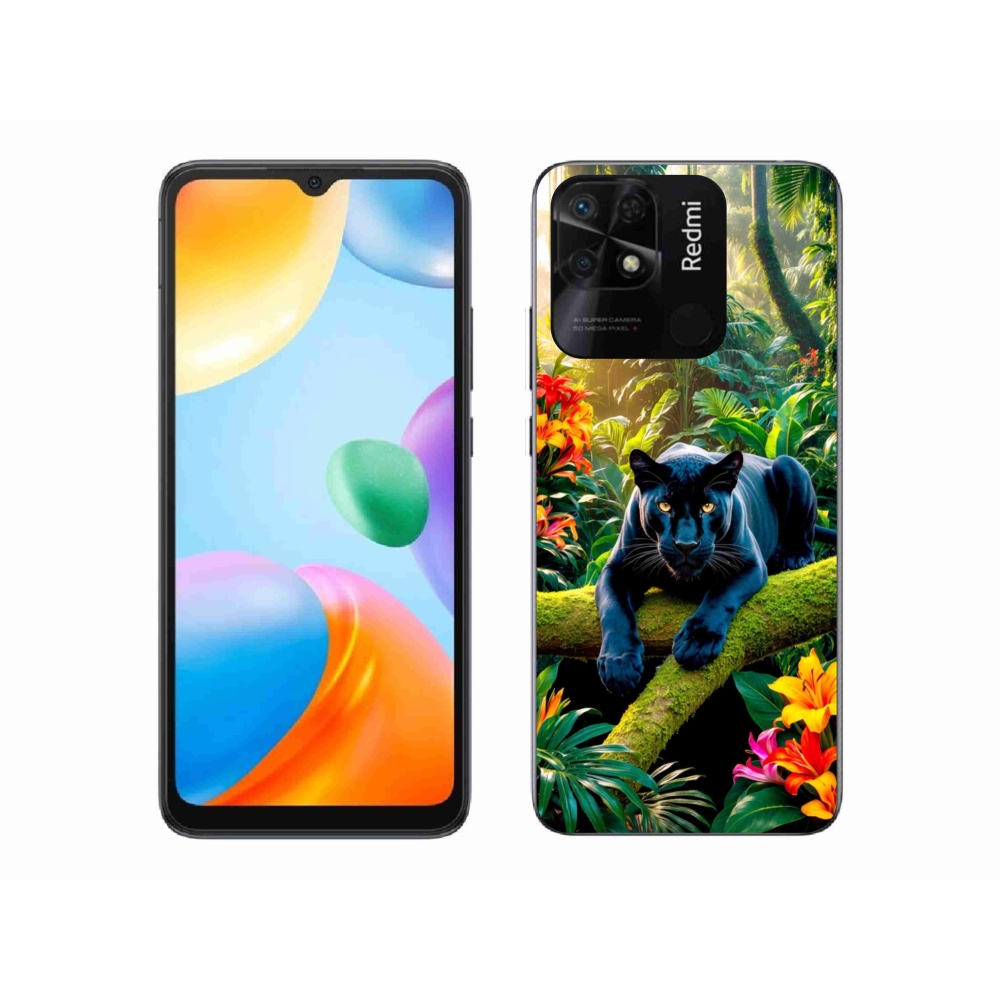 Gelový kryt mmCase na Xiaomi Redmi 10C - černý panter v džungli
