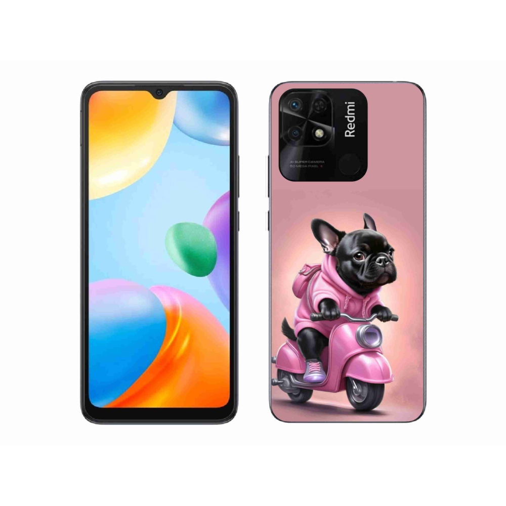 Gelový kryt mmCase na Xiaomi Redmi 10C - francouzský buldoček na skútru