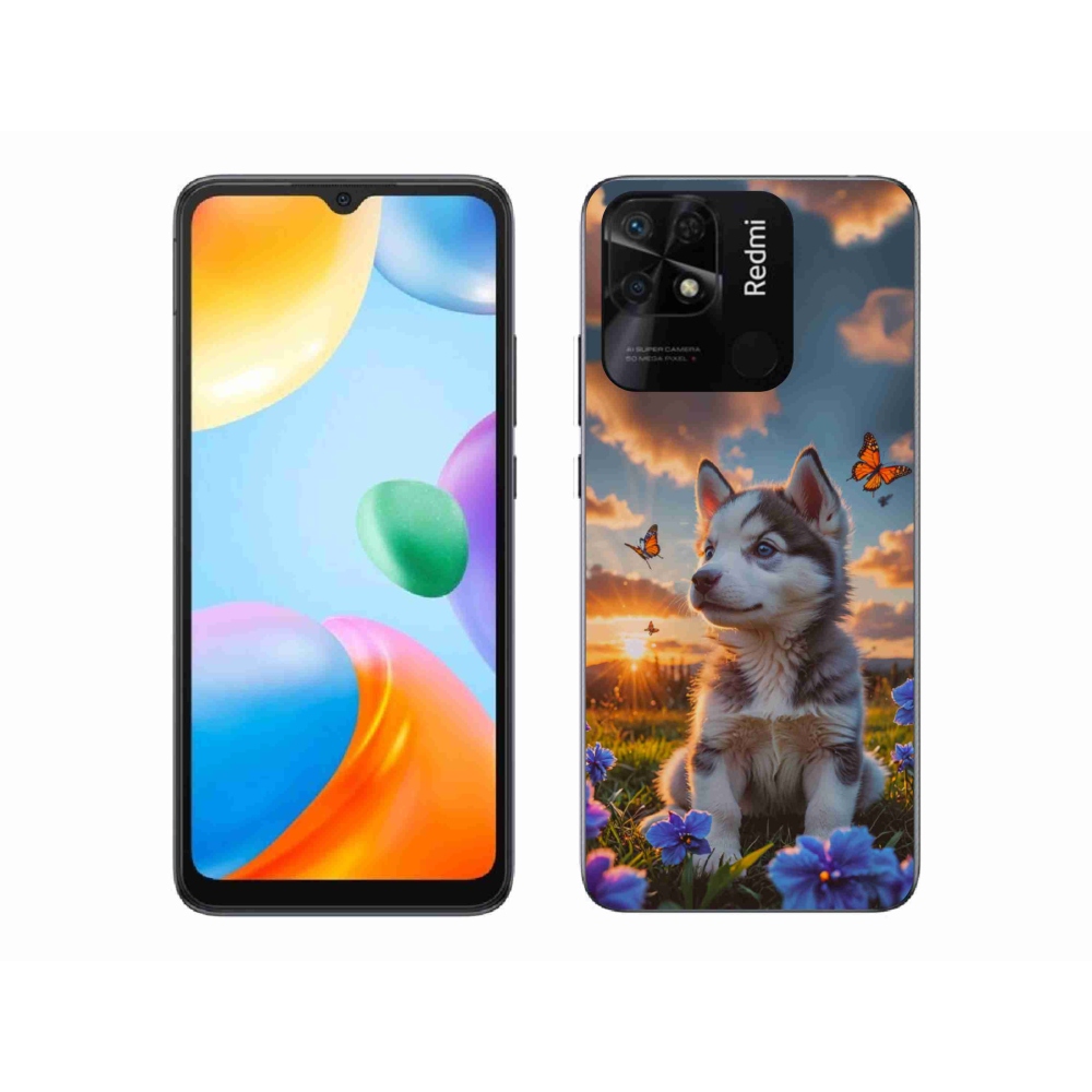Gelový kryt mmCase na Xiaomi Redmi 10C - husky při západu slunce