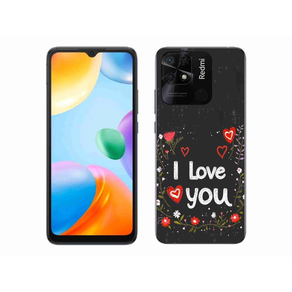 Gelový kryt mmCase na Xiaomi Redmi 10C - I love you černé pozadí