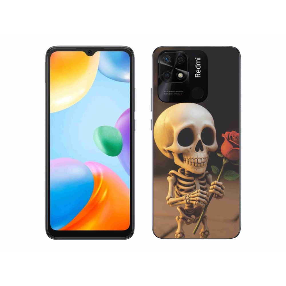 Gelový kryt mmCase na Xiaomi Redmi 10C - kostlivec s růží