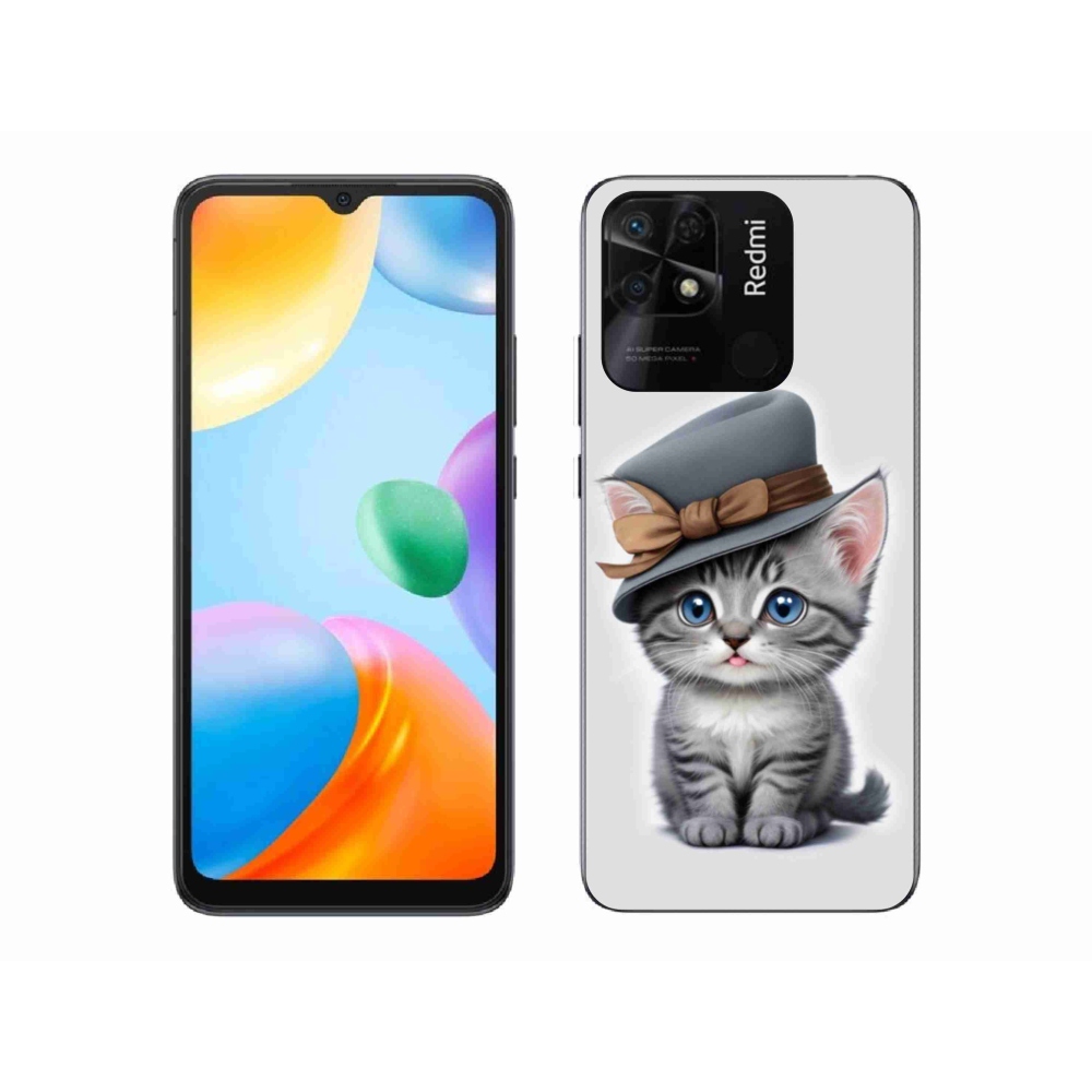Gelový kryt mmCase na Xiaomi Redmi 10C - kotě s kloboukem