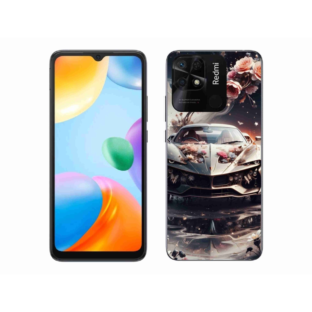 Gelový kryt mmCase na Xiaomi Redmi 10C - květinový sportovní vůz