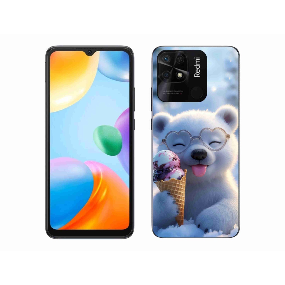 Gelový kryt mmCase na Xiaomi Redmi 10C - medvídek se zmrzlinou