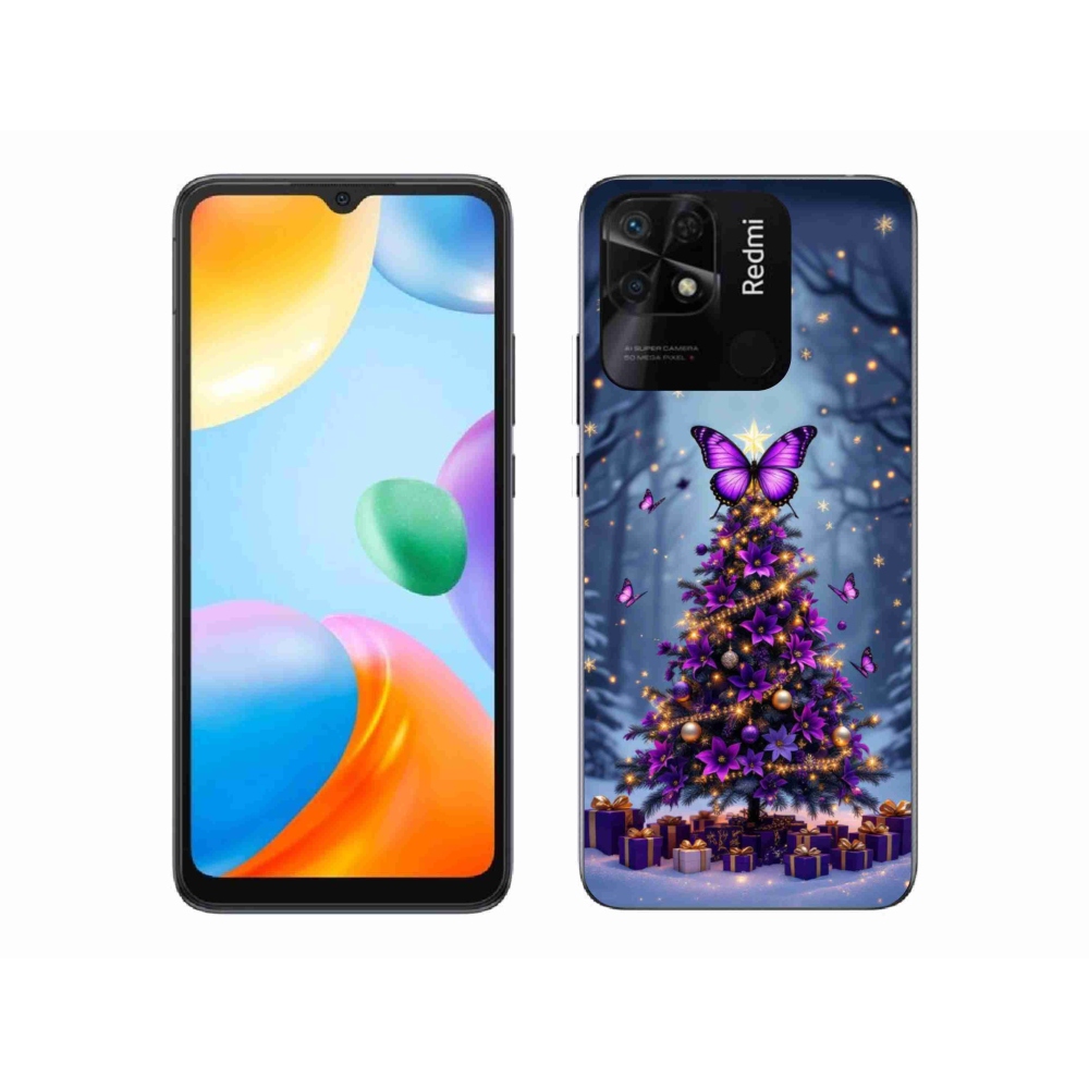 Gelový kryt mmCase na Xiaomi Redmi 10C - motýlí vánoční stromek