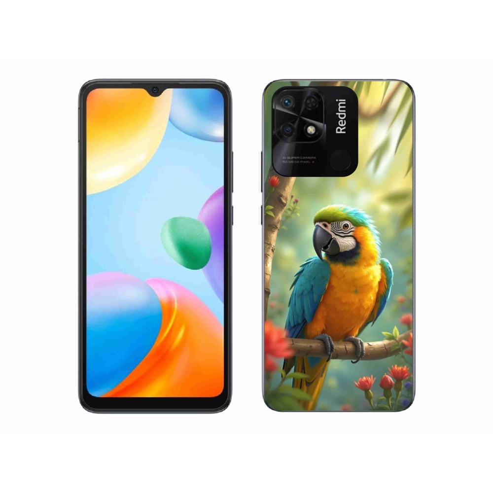 Gelový kryt mmCase na Xiaomi Redmi 10C - papoušek ara modrožlutá