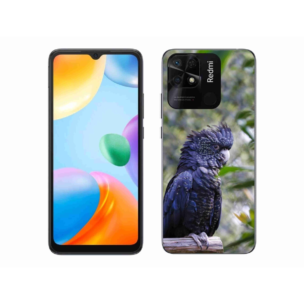 Gelový kryt mmCase na Xiaomi Redmi 10C - papoušek kakadu černý
