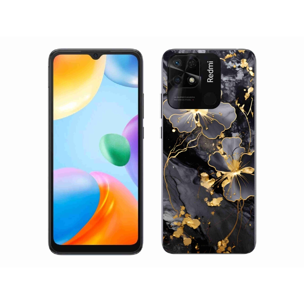 Gelový kryt mmCase na Xiaomi Redmi 10C - zlaté květy
