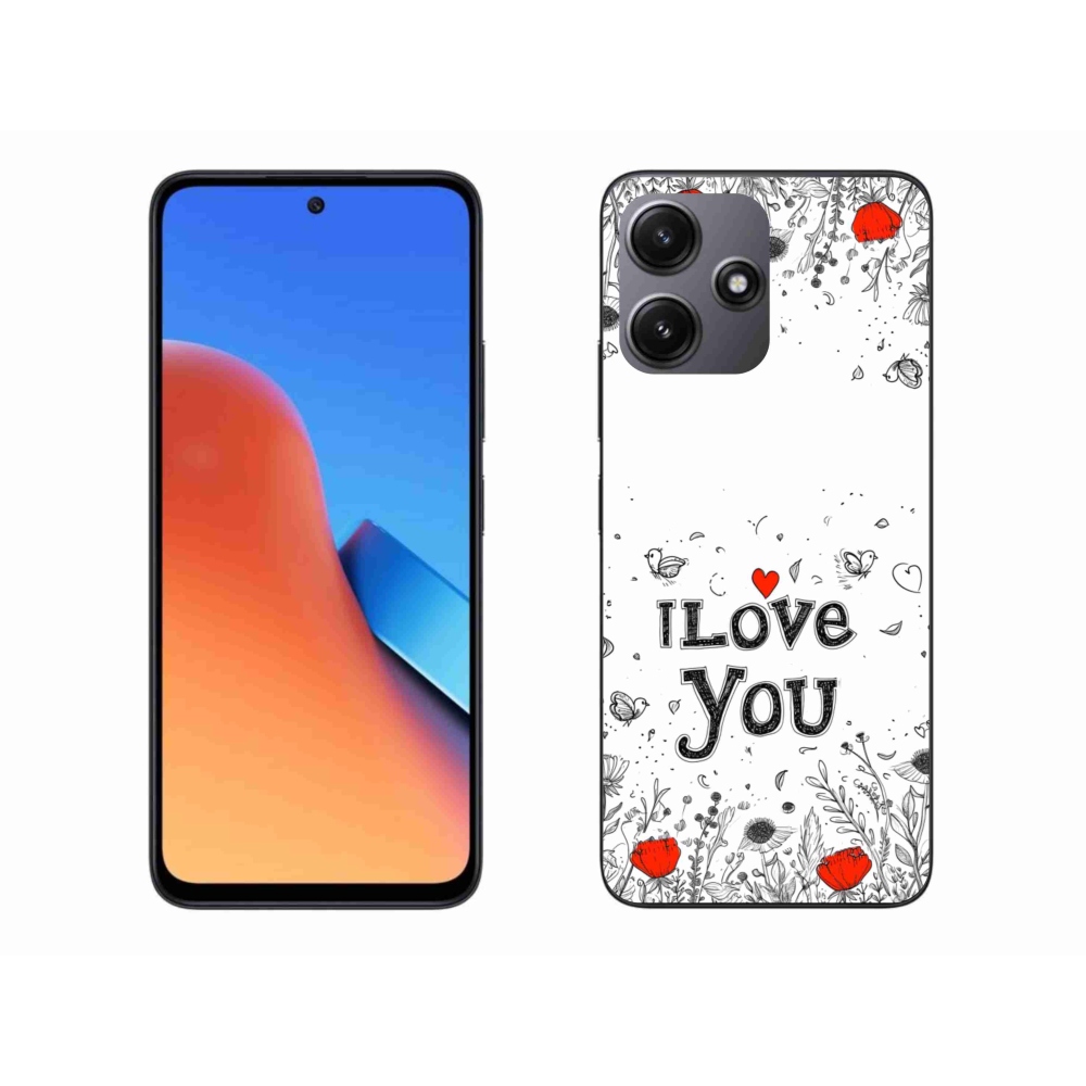 Gelový kryt mmCase na Xiaomi Redmi 12 5G - I love you bílé pozadí