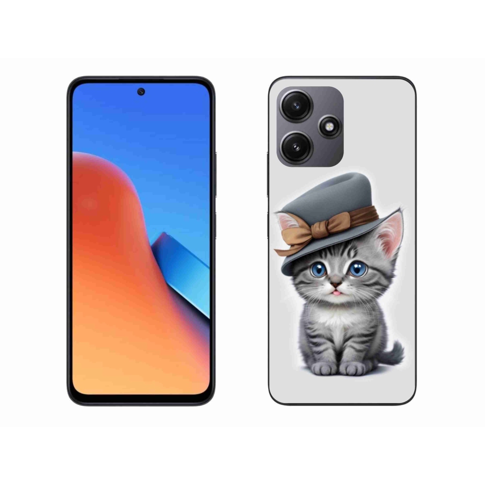 Gelový kryt mmCase na Xiaomi Redmi 12 5G - kotě s kloboukem