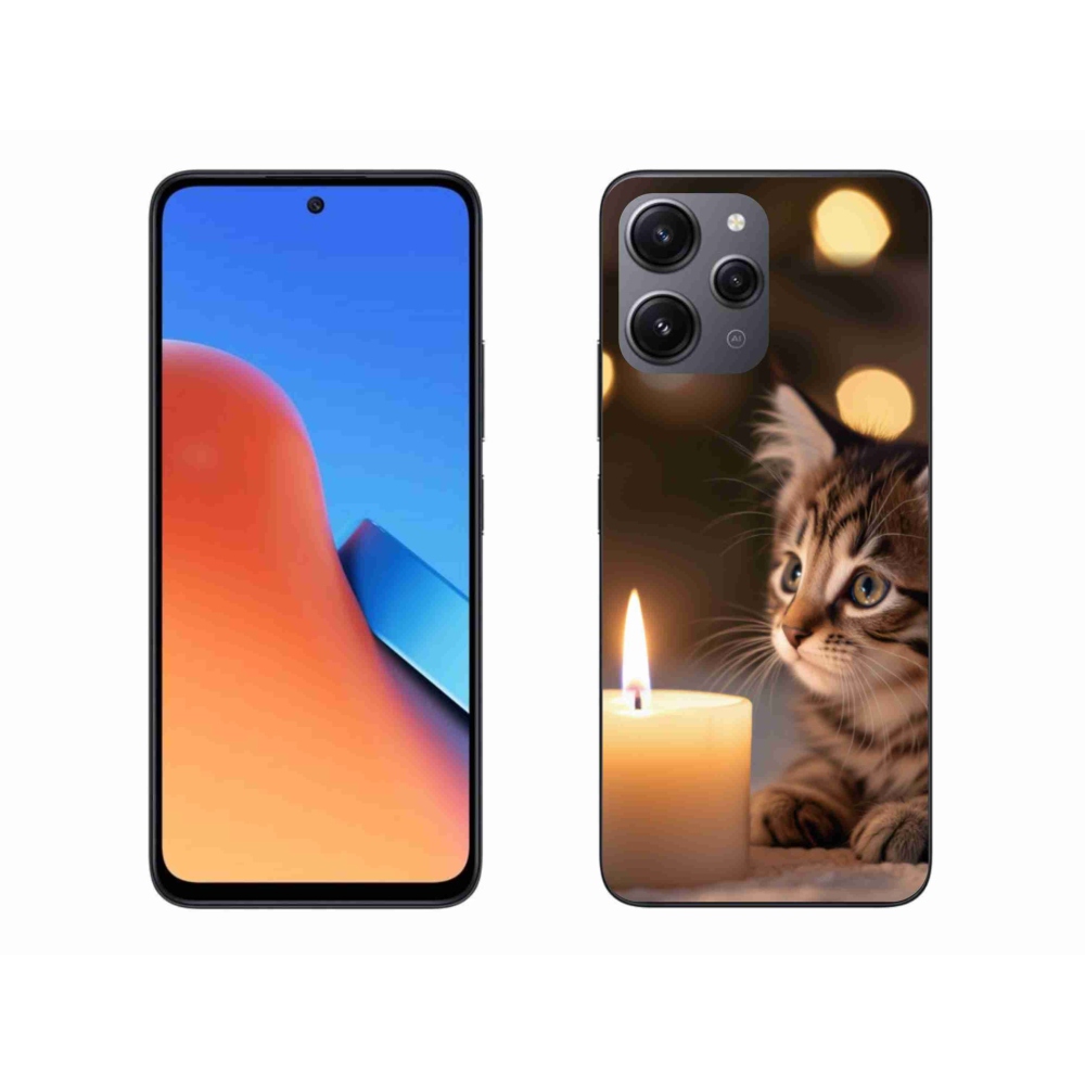 Gelový kryt mmCase na Xiaomi Redmi 12 - kotě a svíčka