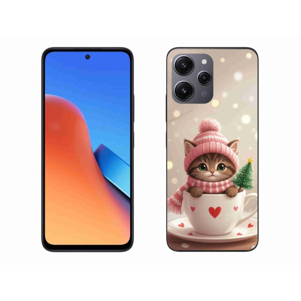 Gelový kryt mmCase na Xiaomi Redmi 12 - vánoční kotě v hrnku