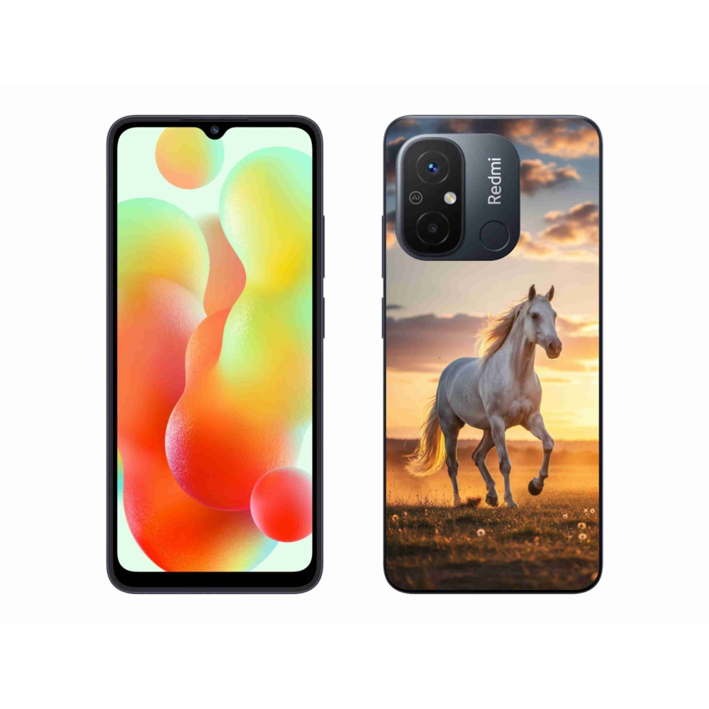 Gelový kryt mmCase na Xiaomi Redmi 12C - běžící bílý kůň 2