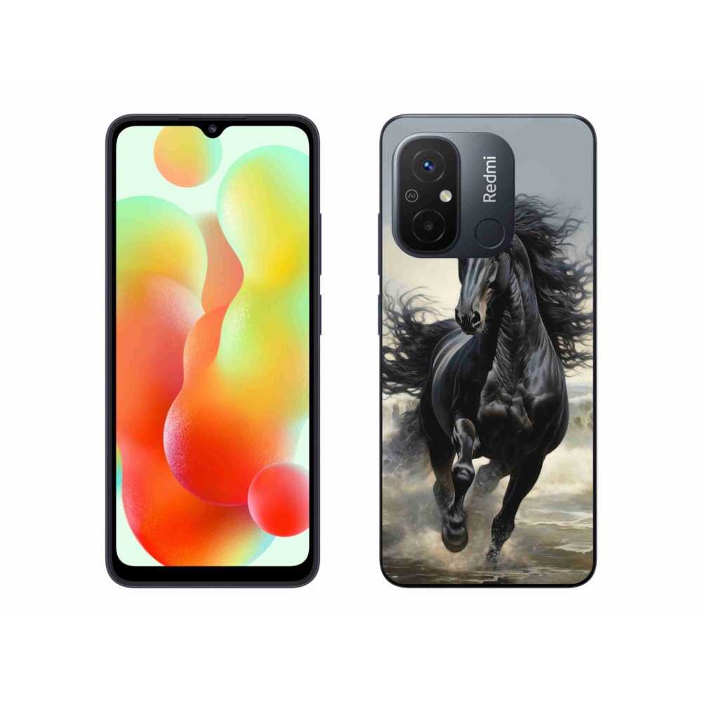 Gelový kryt mmCase na Xiaomi Redmi 12C - běžící černý kůň