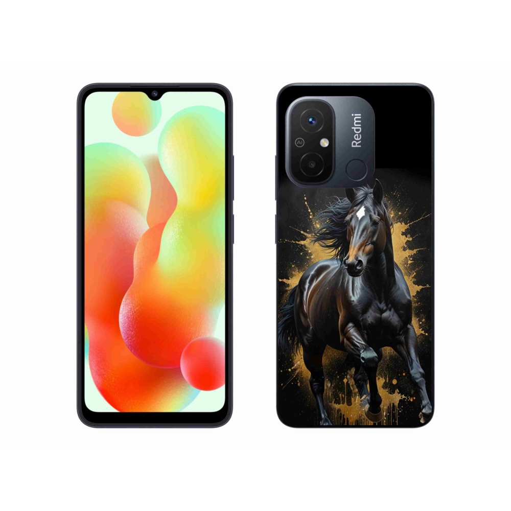 Gelový kryt mmCase na Xiaomi Redmi 12C - elegantní černý hřebec