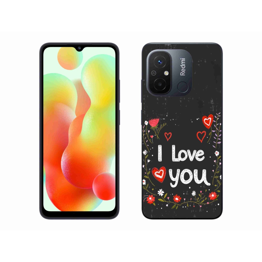 Gelový kryt mmCase na Xiaomi Redmi 12C - I love you černé pozadí
