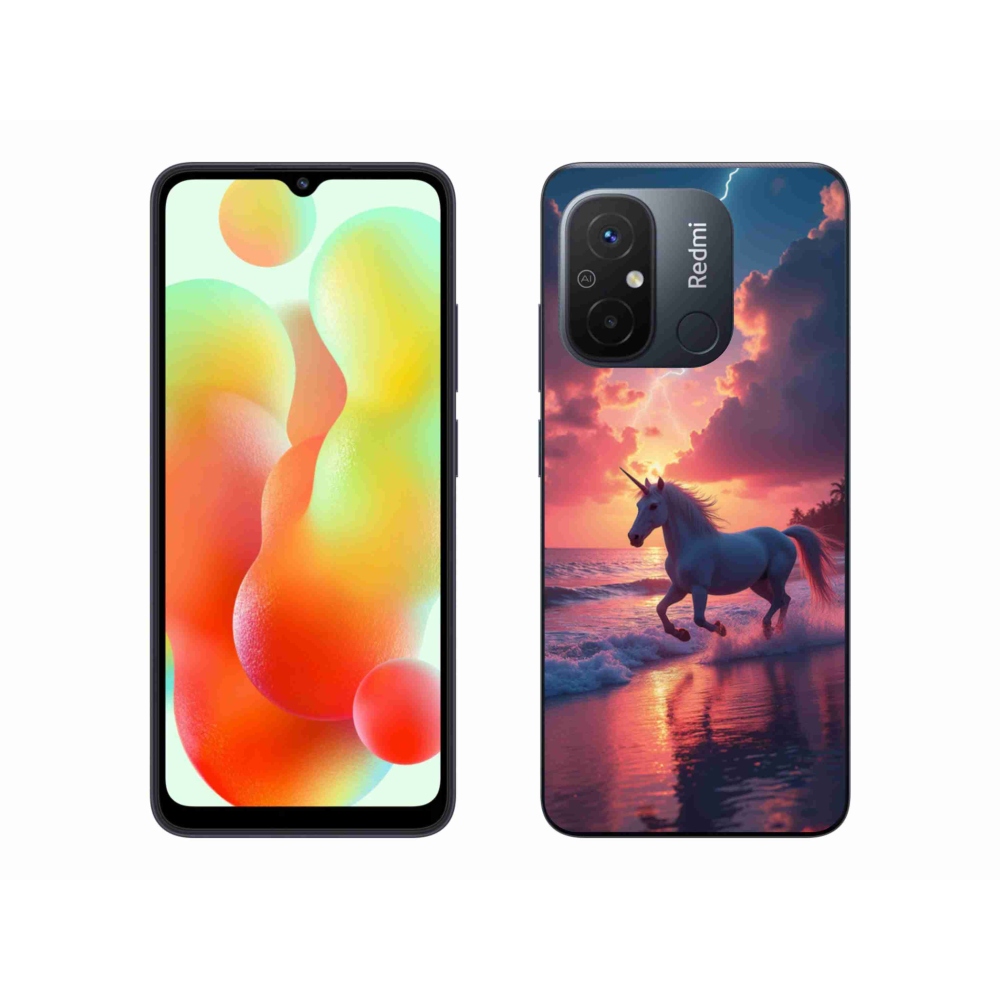 Gelový kryt mmCase na Xiaomi Redmi 12C - jednorožec na pláži
