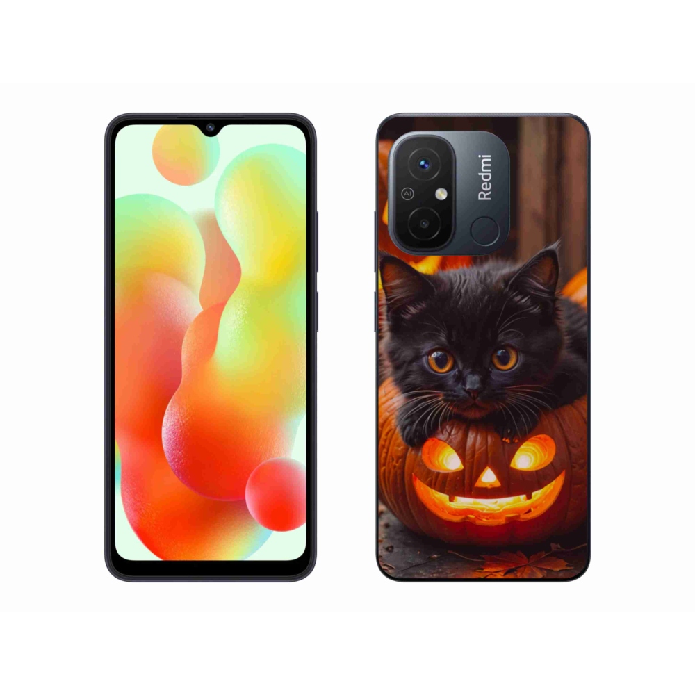 Gelový kryt mmCase na Xiaomi Redmi 12C - kotě a dýně