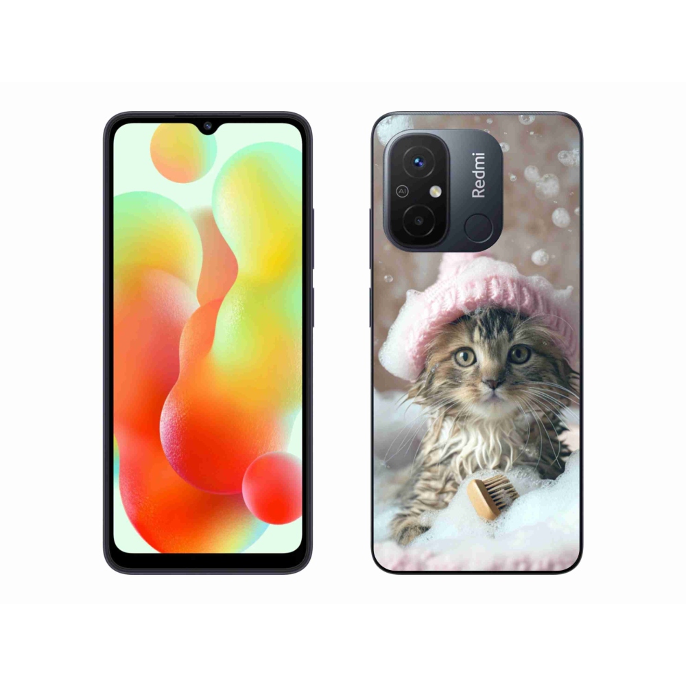 Gelový kryt mmCase na Xiaomi Redmi 12C - kotě a koupel
