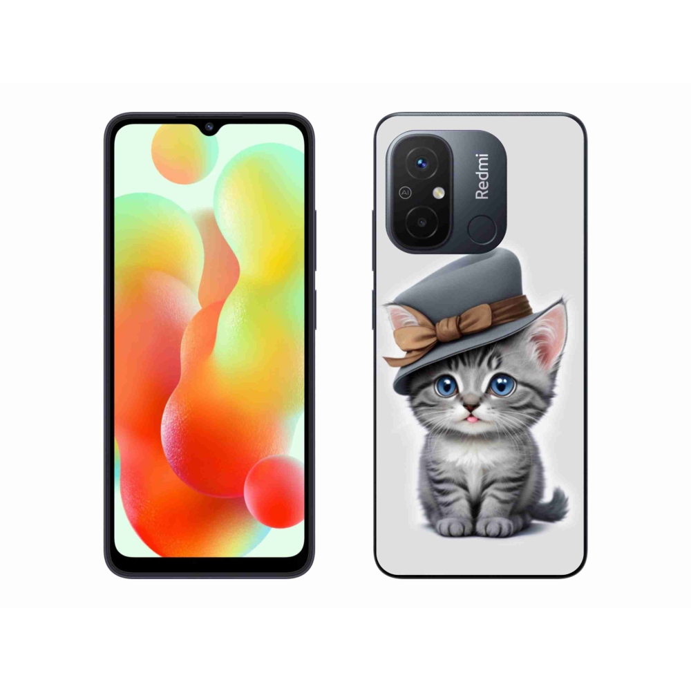 Gelový kryt mmCase na Xiaomi Redmi 12C - kotě s kloboukem