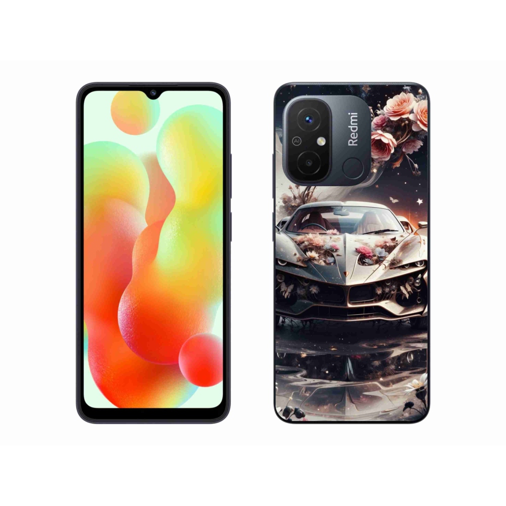 Gelový kryt mmCase na Xiaomi Redmi 12C - květinový sportovní vůz