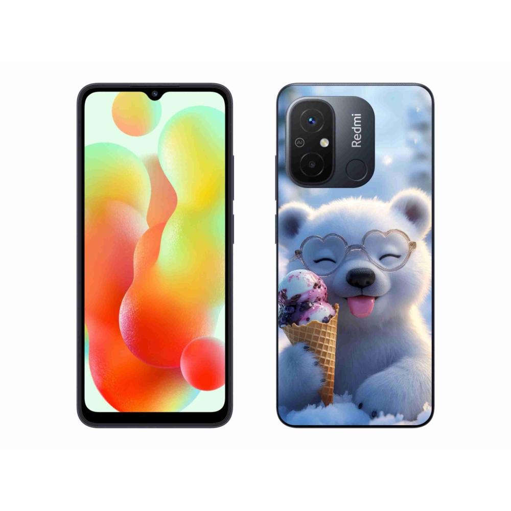 Gelový kryt mmCase na Xiaomi Redmi 12C - medvídek se zmrzlinou