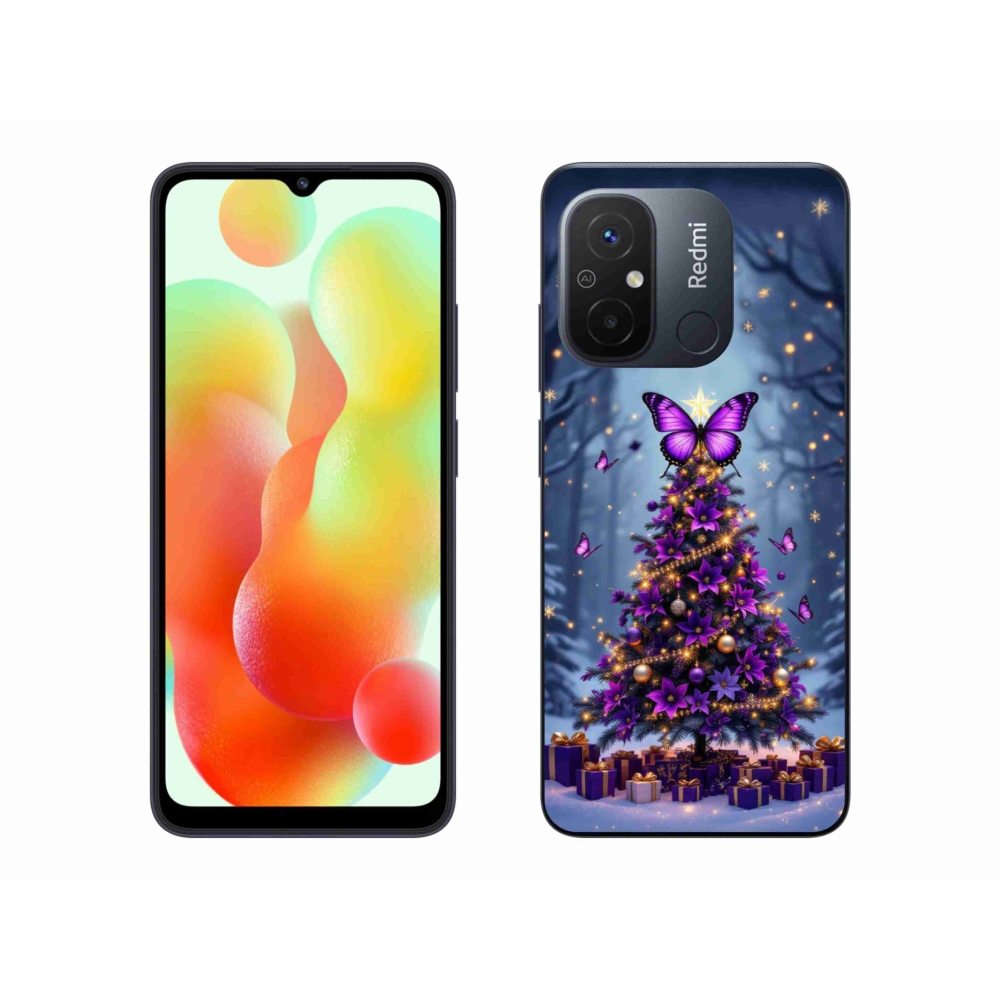 Gelový kryt mmCase na Xiaomi Redmi 12C - motýlí vánoční stromek
