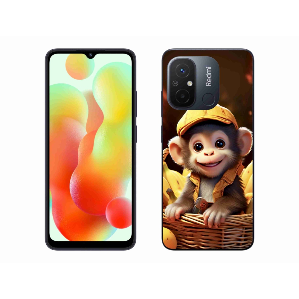 Gelový kryt mmCase na Xiaomi Redmi 12C - opice v košíku