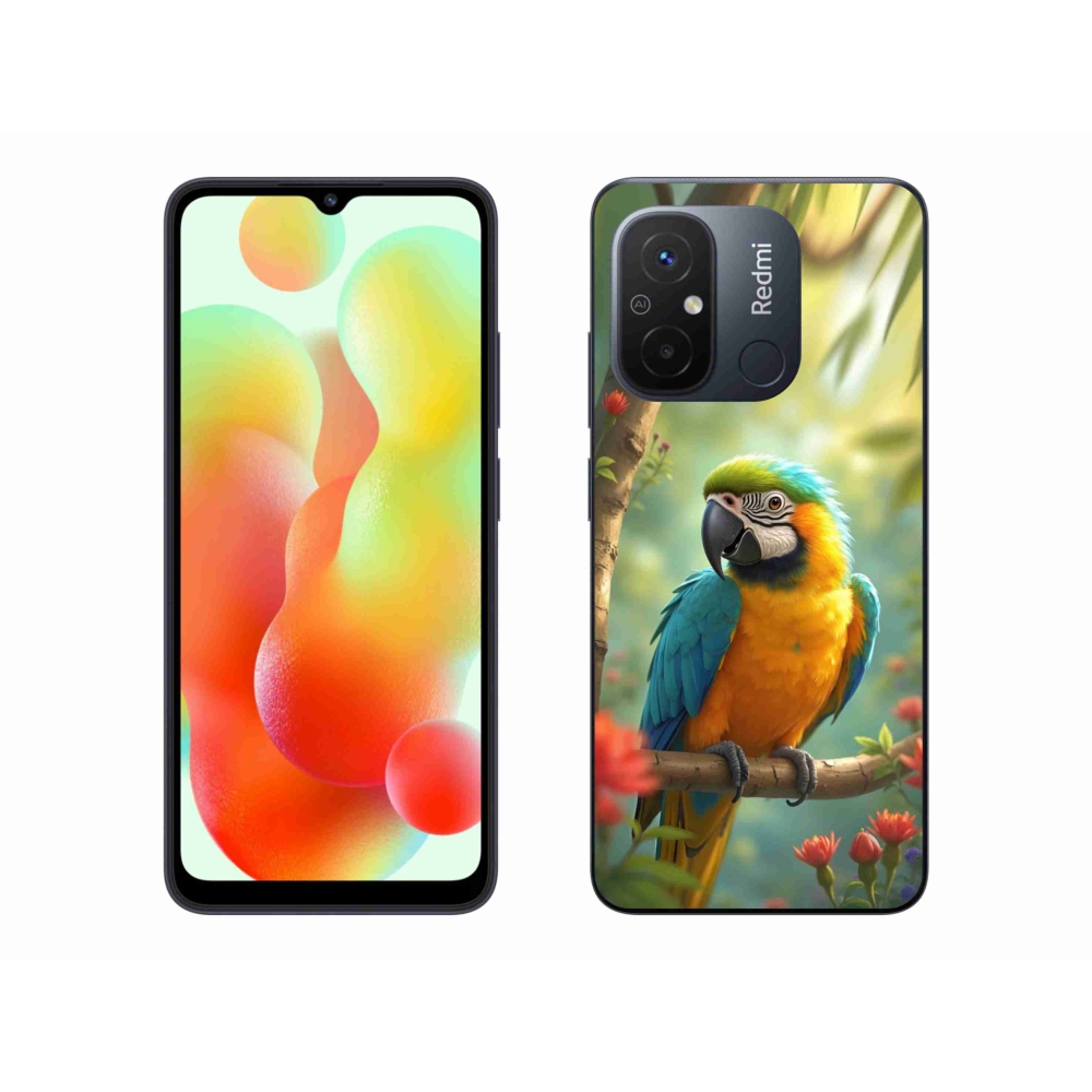 Gelový kryt mmCase na Xiaomi Redmi 12C - papoušek ara modrožlutá