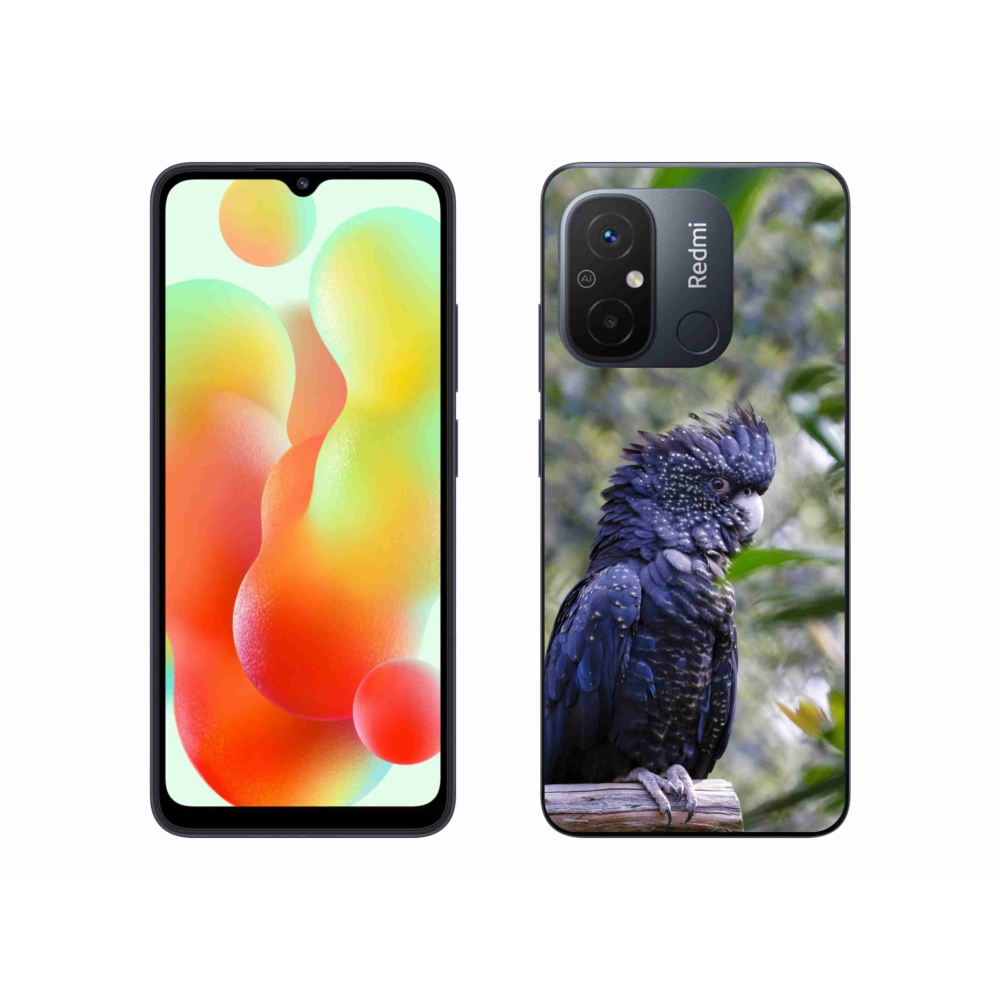 Gelový kryt mmCase na Xiaomi Redmi 12C - papoušek kakadu černý