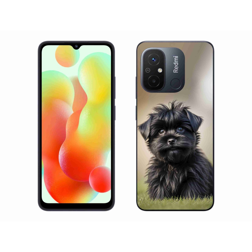 Gelový kryt mmCase na Xiaomi Redmi 12C - roztomilý černý pejsek